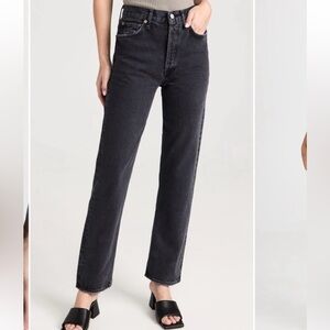 AGOLDE High Rise Straight Jeans in Washed Black